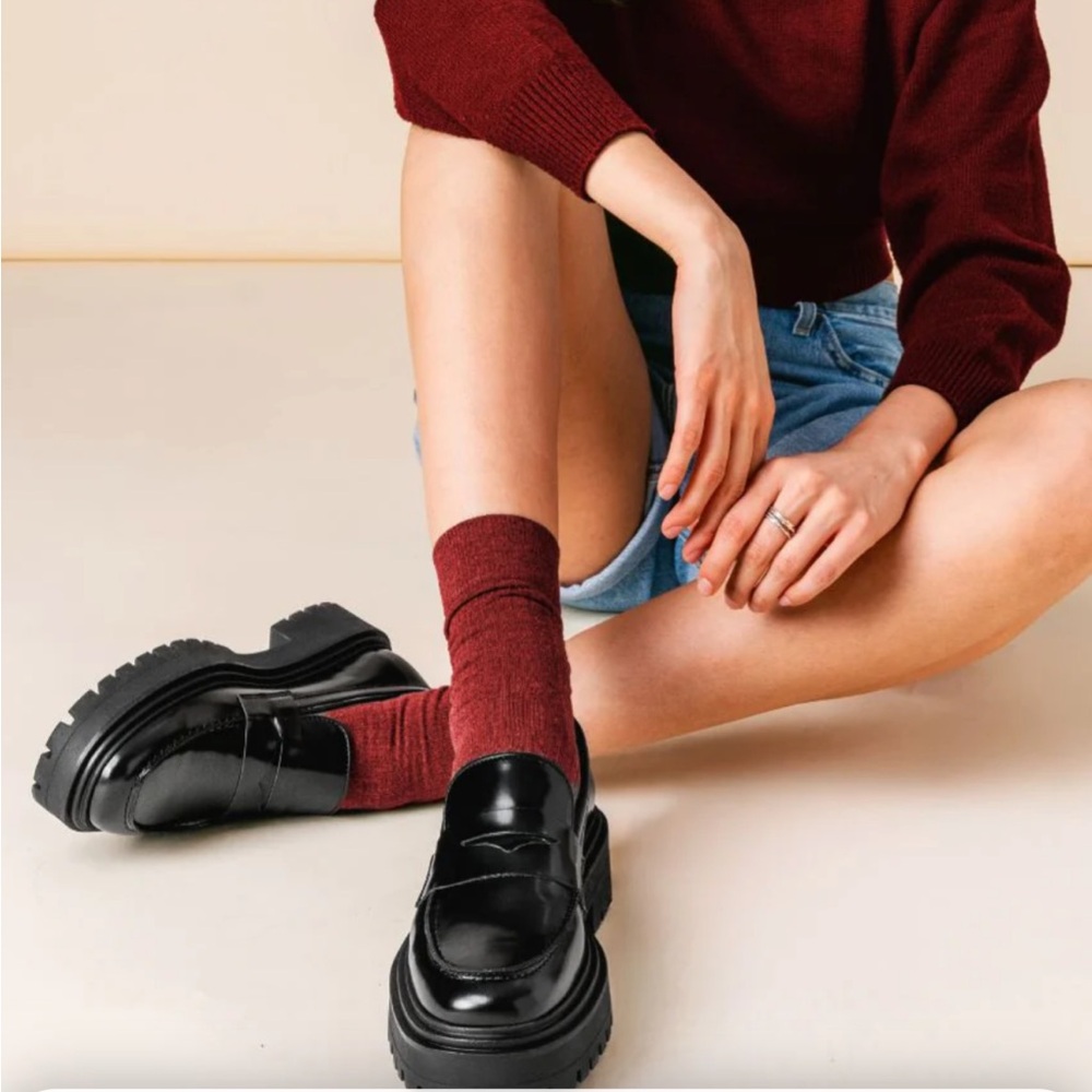 Miz Mooz Burgundy Casual Socks